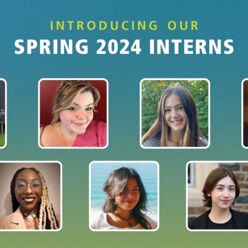 Blue and green gradient background with text reading, 