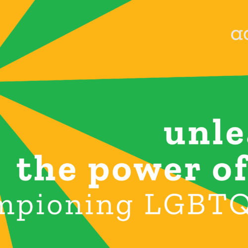Blog banner for piece focused on LGBTQ+ rights and mental health; green and yellow starburst background with white text reading, 