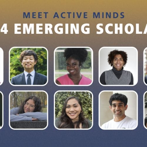 Headshots for the fourteen 2024 Emerging Scholars, with text reading, 