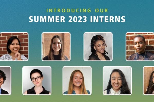 Blue-green gradient background with text reading, 