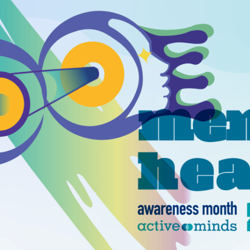 Abstract depictions of two faces looking away from each other but connected through their minds; text reads 