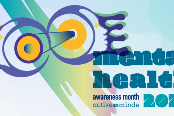 Abstract depictions of two faces looking away from each other but connected through their minds; text reads 