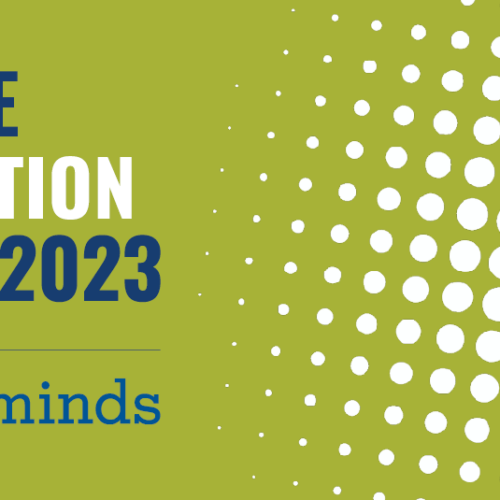 Green background with white dotted pattern on the right-hand side. Text on the left-hand side reads 