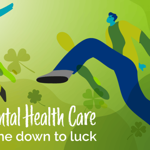 Image of two figures with four-leaf clovers and text that says 