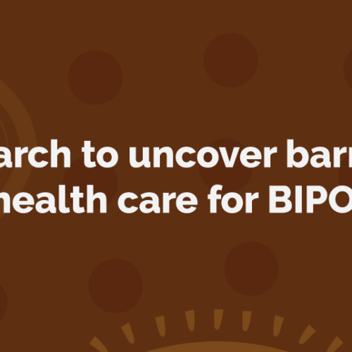 Brown background with abstract shapes and white text reading, 