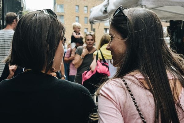 two women talking