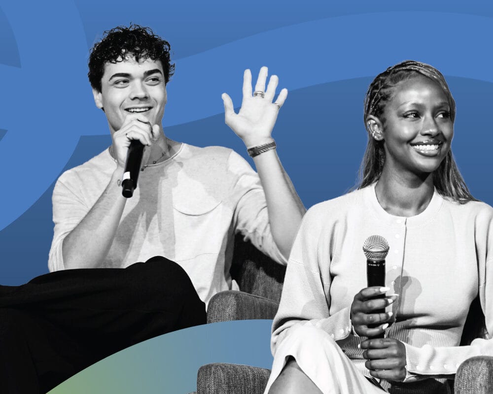Alexander Stewart and Justine Skye speaking at an Active Minds Mental Health Conference