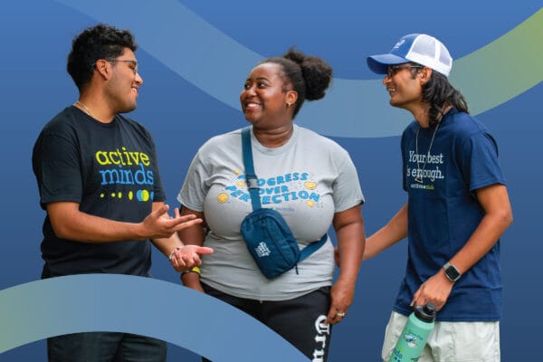 Students talking and wearing Active Minds shirts